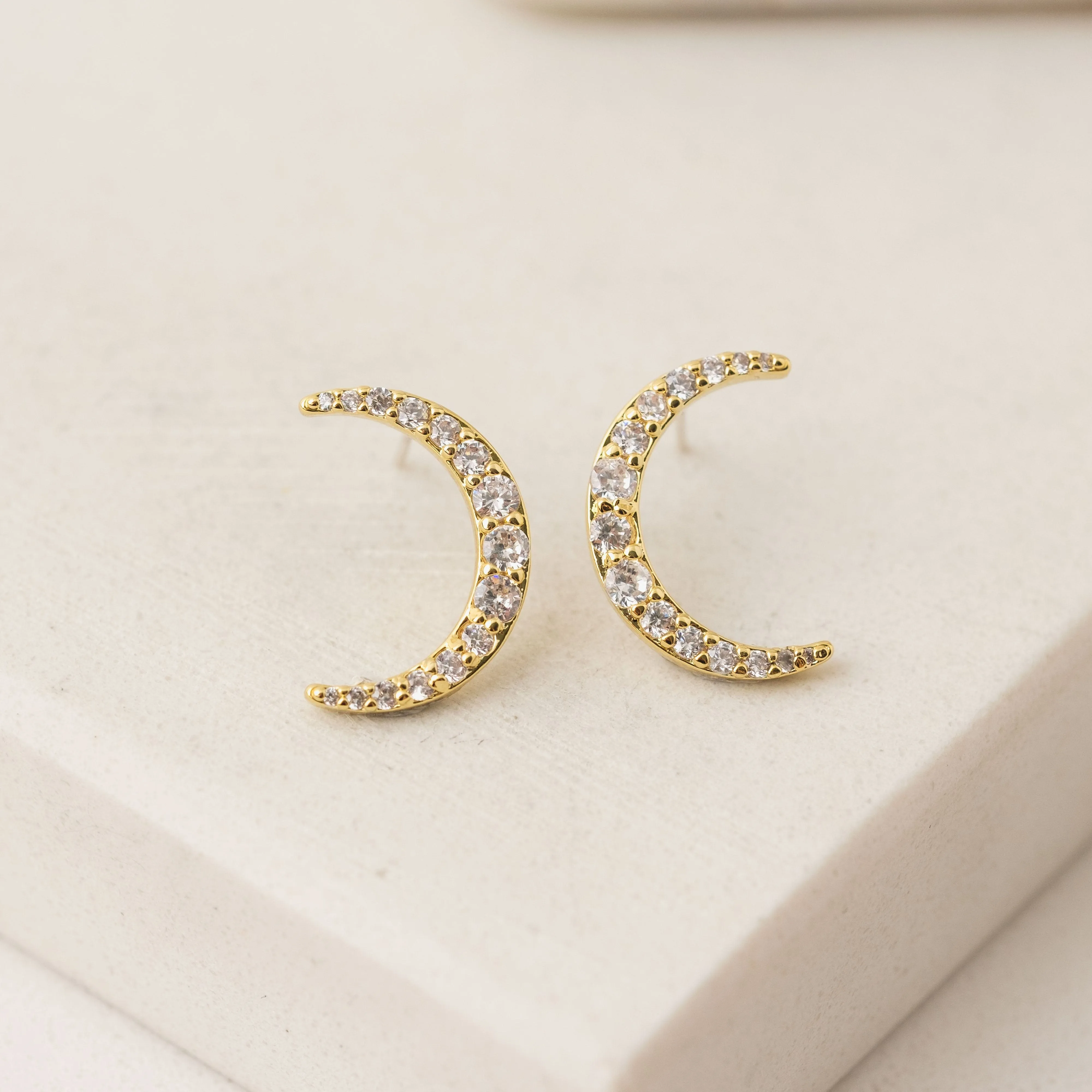 Lune Moon Stud Earrings Gold