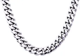 Mens 14mm Stainless Steel Cuban Link Chain Necklace With Box Clasp