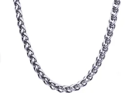 Mens 8mm Stainless Steel Wheat Link Chain Necklace