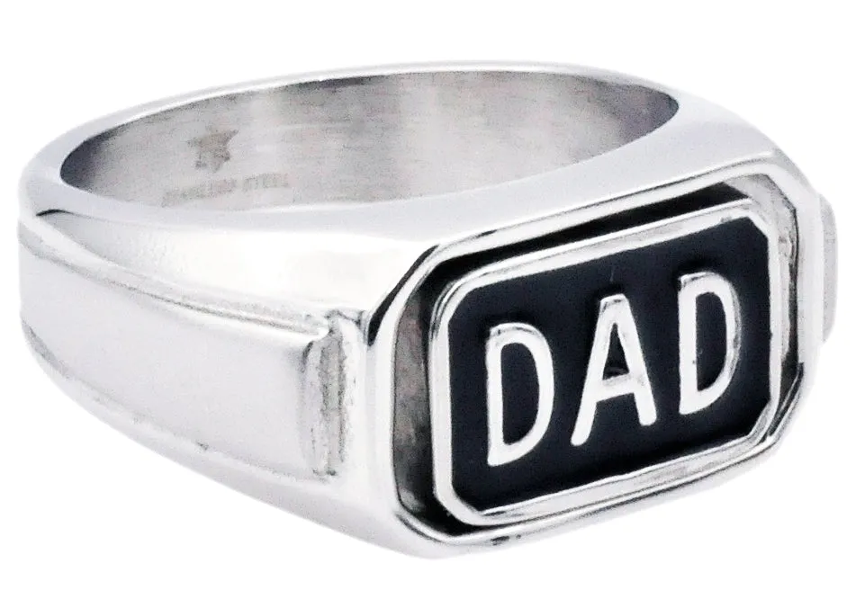 Mens Black Plated Stainless Steel Reversible Dad Ring