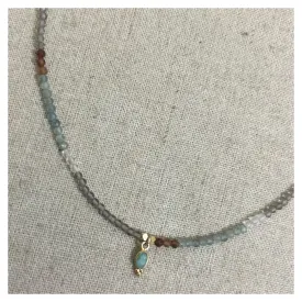 Mini Bindi Amazonite Drop Aqua Mix6 Necklace