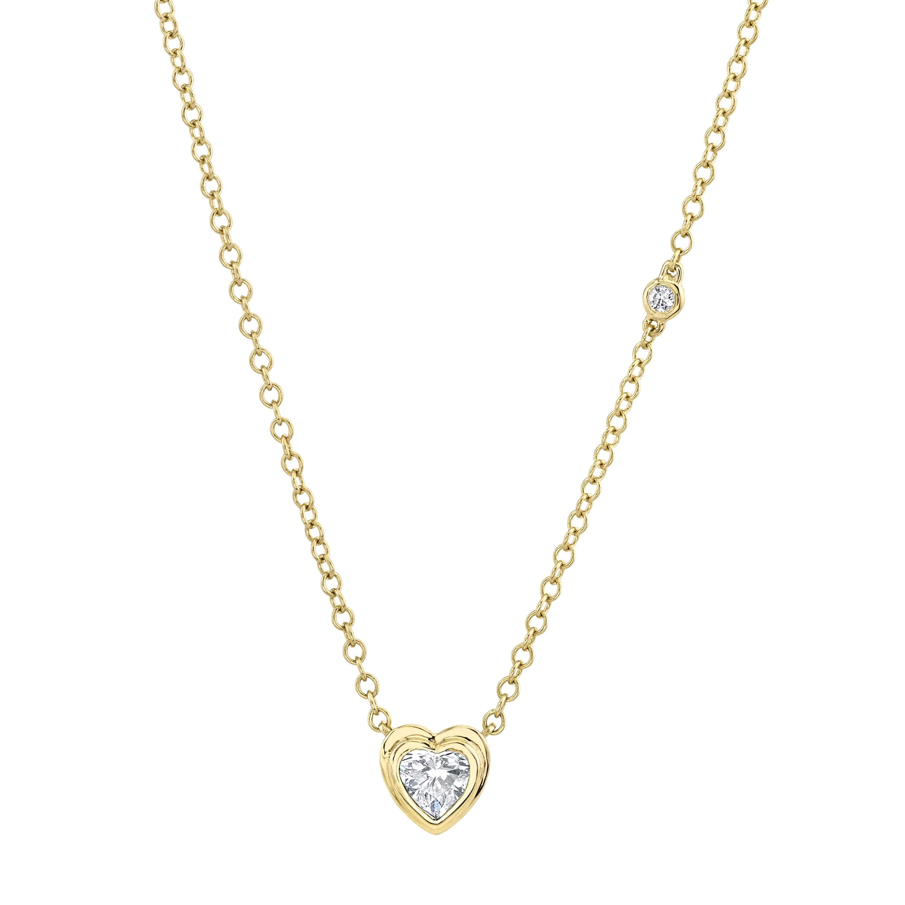 MINI ME DIAMOND BEZEL HEART NECKLACE