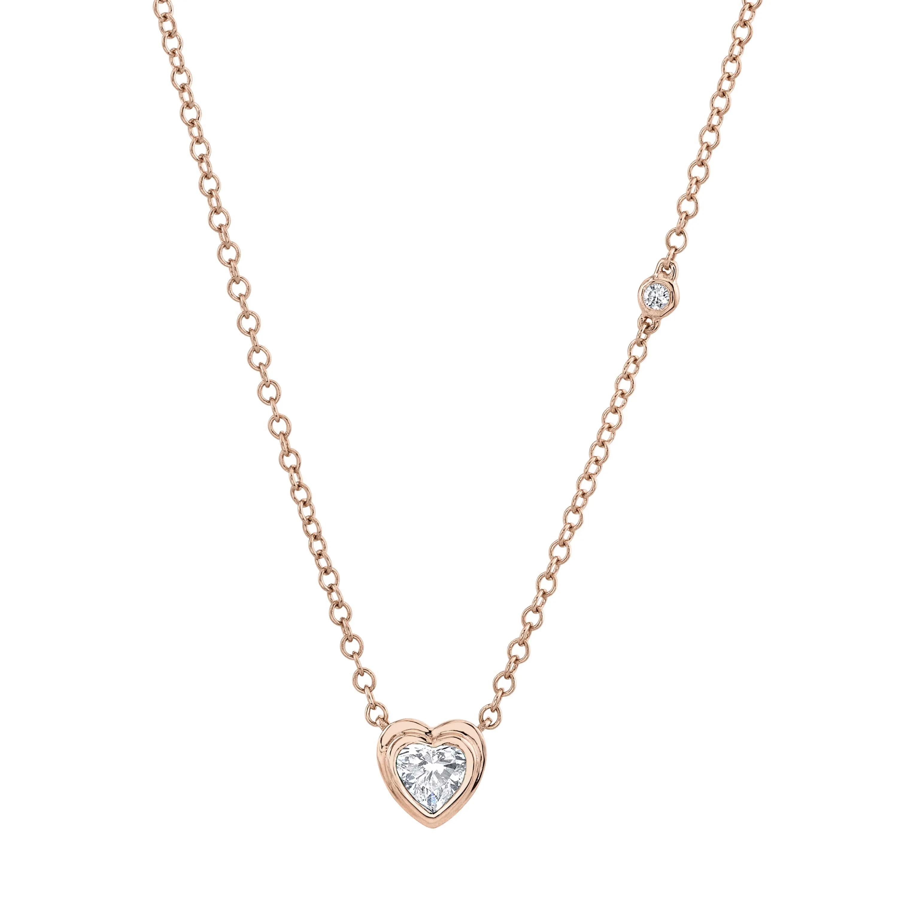 MINI ME DIAMOND BEZEL HEART NECKLACE