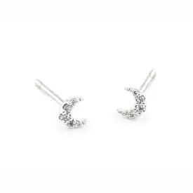 Mini Pave Moon Earrings