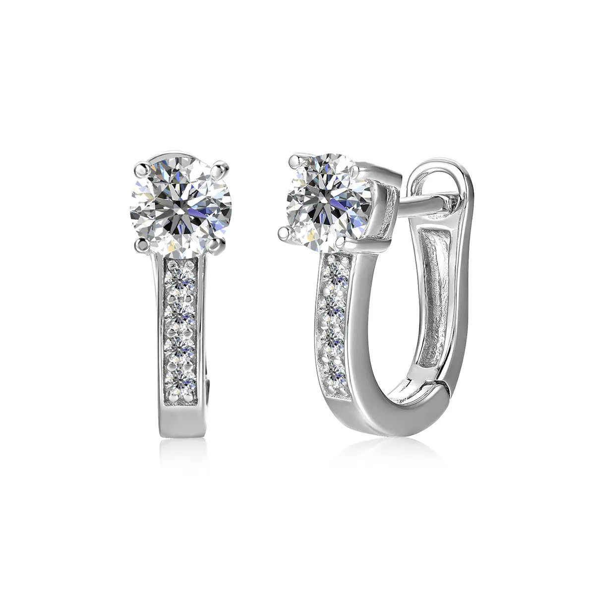 Moissanite by Cate & Chloe Genesis Sterling Silver Hoop Earrings with Moissanite Crystals