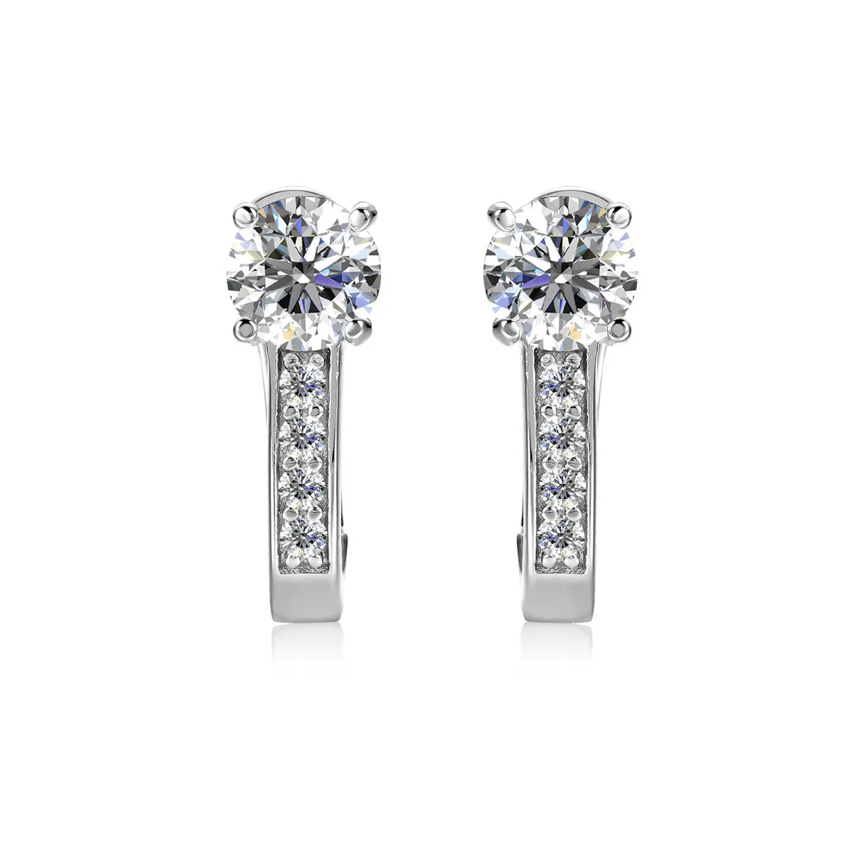 Moissanite by Cate & Chloe Genesis Sterling Silver Hoop Earrings with Moissanite Crystals