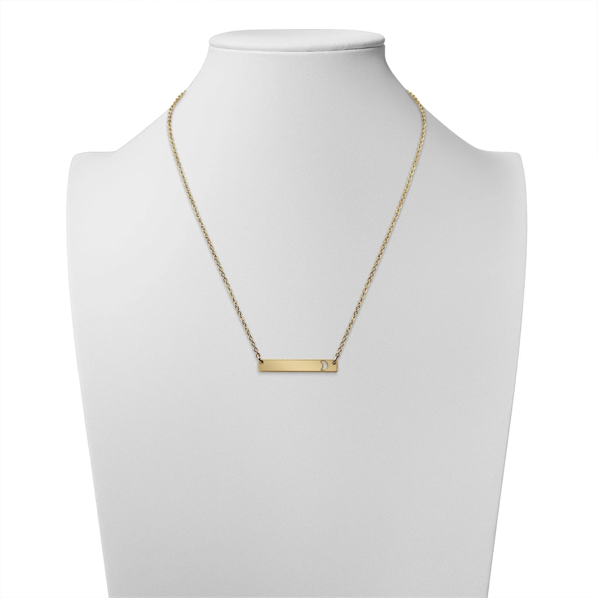 Moon Cutout Horizontal Stainless Steel Bar Necklace / SBB0154