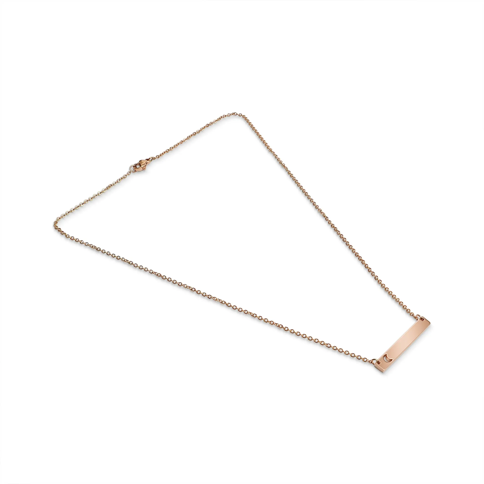 Moon Cutout Horizontal Stainless Steel Bar Necklace / SBB0154