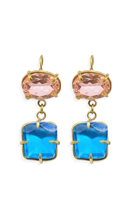 Nixie Morganite and Blue Topaz Drop Earrings