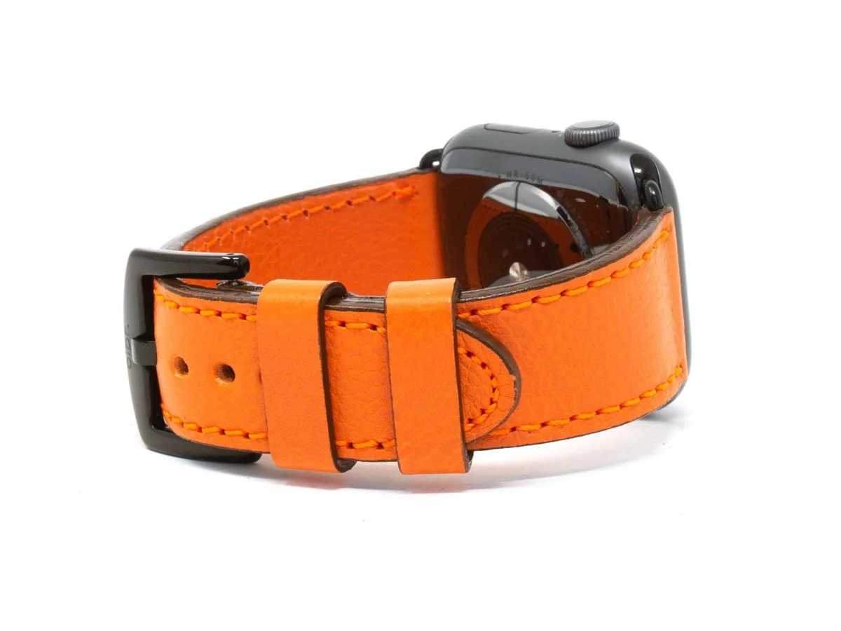 Olpr. leather goods co. Italian Leather Apple Watch Band - Orange