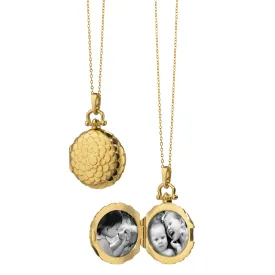 Petite Scalloped Gold Locket Necklace