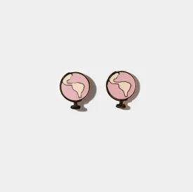 Pink Globe Stud Earrings