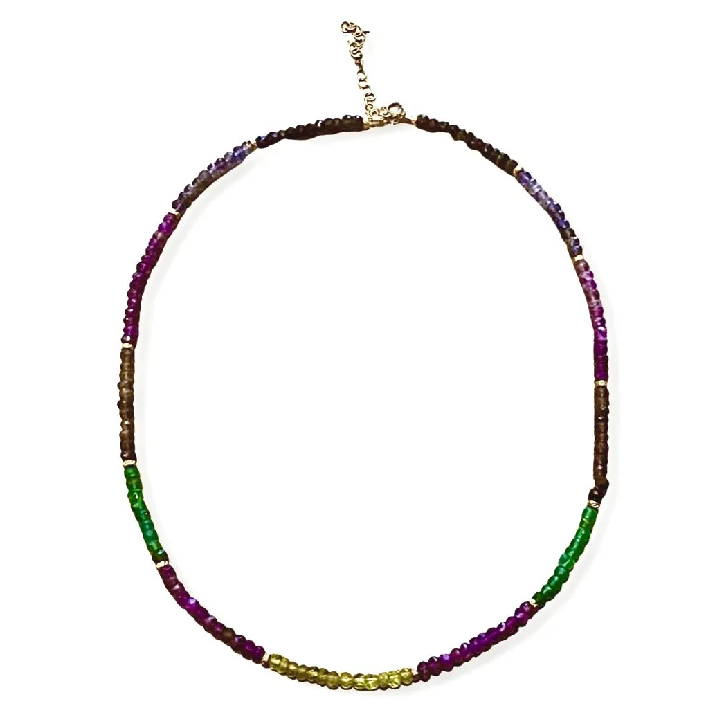 Purples & Greens Custom RT Mazal Beaded Necklace