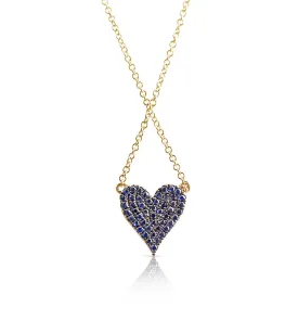 REVERSIBLE WHITE DIAMOND AND BLUE SAPPHIRE HEART NECKLACE