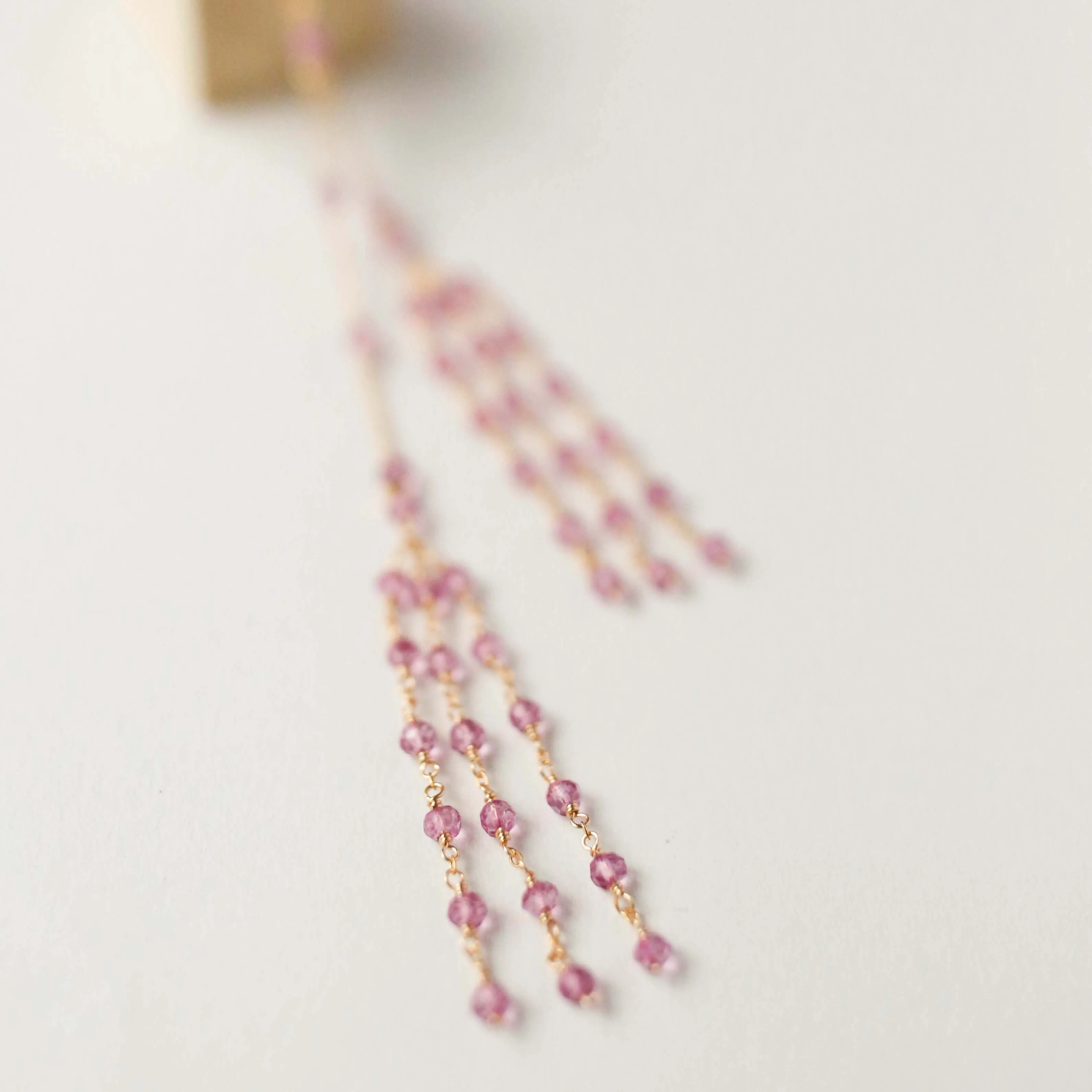 Silver Ballet Lariat Necklace in Pink Tourmaline