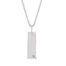 Silver Rectangle Disc Pendant Necklace