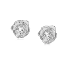 Silver Stud Earrings - Rose