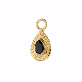 SMALL TEARDROP CHARM - BLACK ONYX - GOLD