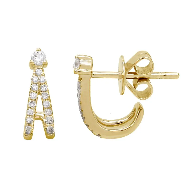 Split Diamond Huggie Earring