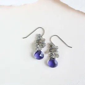 Tanzanite Quartz Silver Drop Earrings