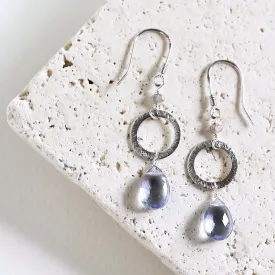 Tanzanite Quartz Silver Drop Earrings