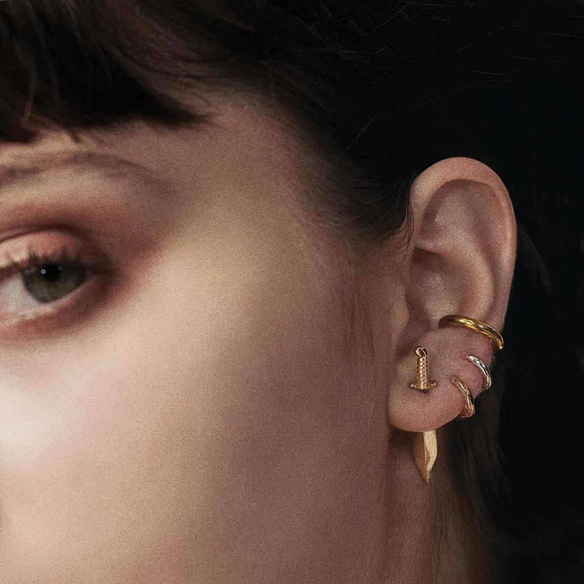 TORN. Short Dagger Single Earring - Gold